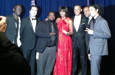 Black Violin posing with President Obama and the First Lady before the their performance at the Inaugural Ball. (2013)